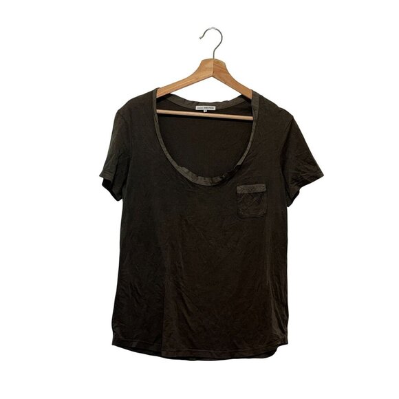 Standard James Perse Olive Green Scoop Neck Short Sleeves Women's T-Shirt Size L - Picture 1 of 8